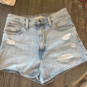 Levi's Light Blue Distressed Jean Shorts